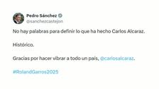 Pedro Sánchez: "No hay palabras para definir lo que ha hecho Carlos Alcaraz"