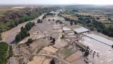 Los estragos de las tormentas en Azuara y Almonacid de la Cuba (Zaragoza) a vista de dron